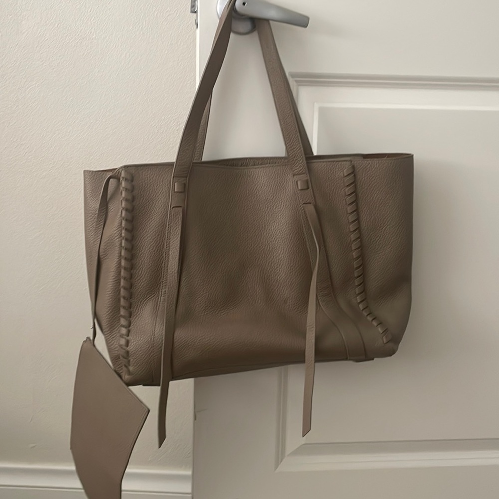 Leather AllSaints tote. Beautiful pebbles leather with detachable pouch.